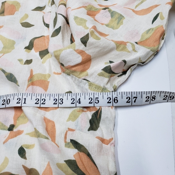 Rachel Zoe Women's Linen Blouse Size 2X Abstract Floral Roll Tab Button Front - Picture 12 of 14